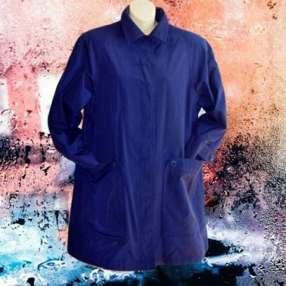 LONDON FOG Blue Short Trench Raincoat w/ Plush Liner Vintage Coat